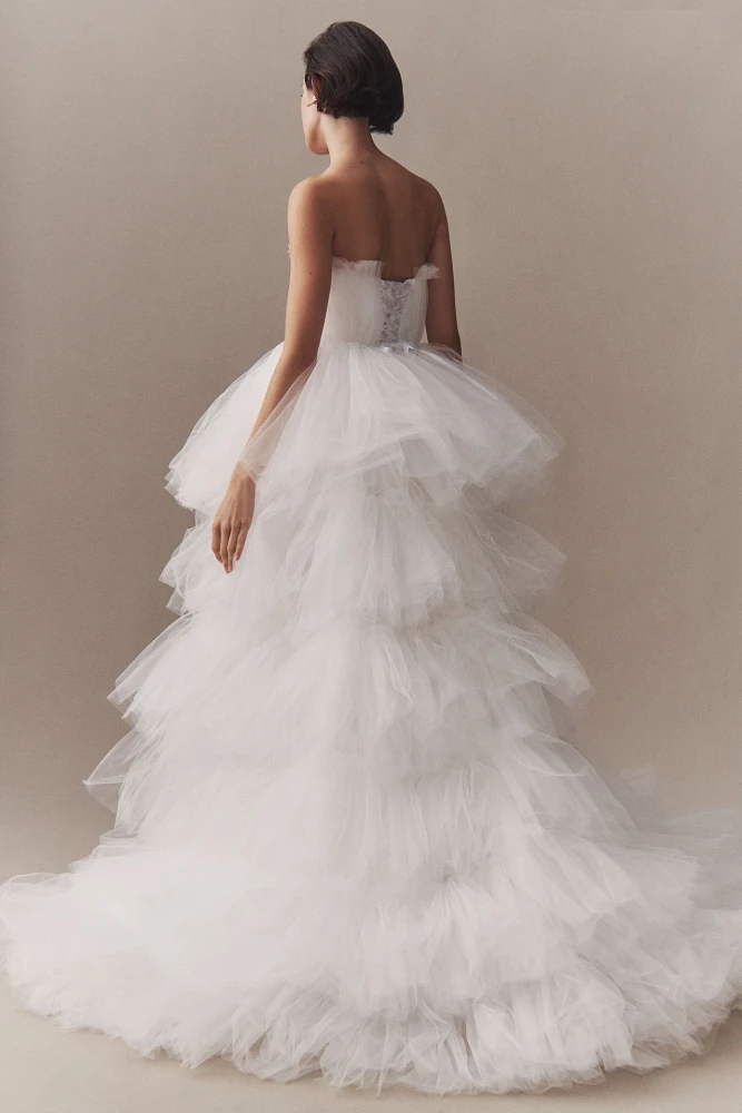 Morphine Fashion Lola Strapless Tulle Tiered High-Low Wedding Gown
