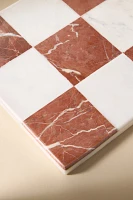 White & Rust Checkered Marble Cheese Board