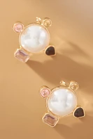 Gem Pearl Post Earrings