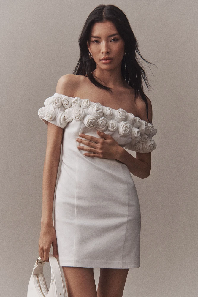 BHLDN Off-The-Shoulder Rosette Mini Dress