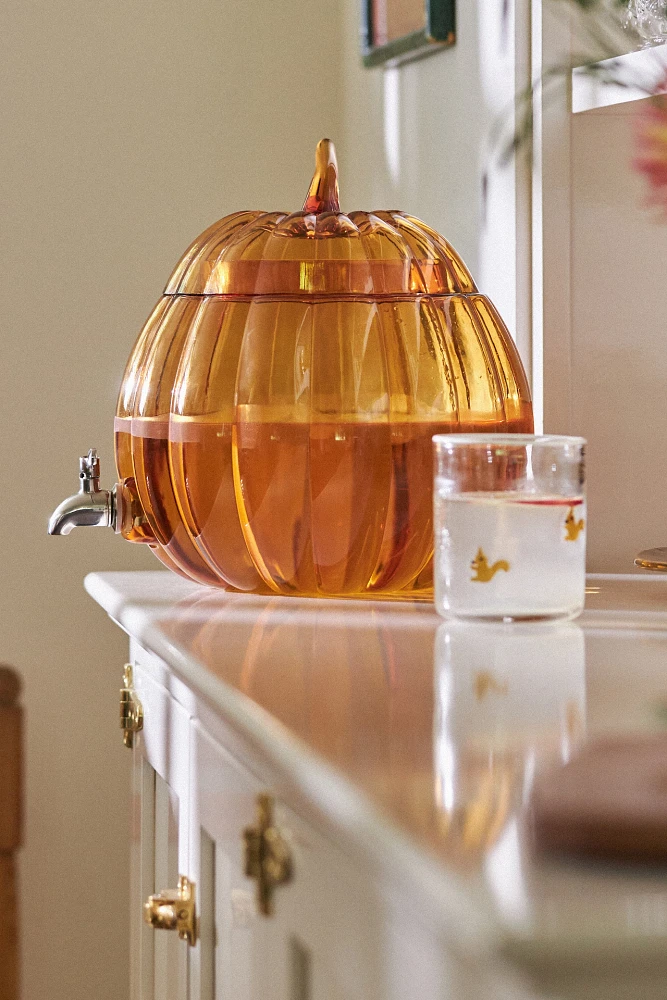 Pumpkin Glass Beverage Dispenser 