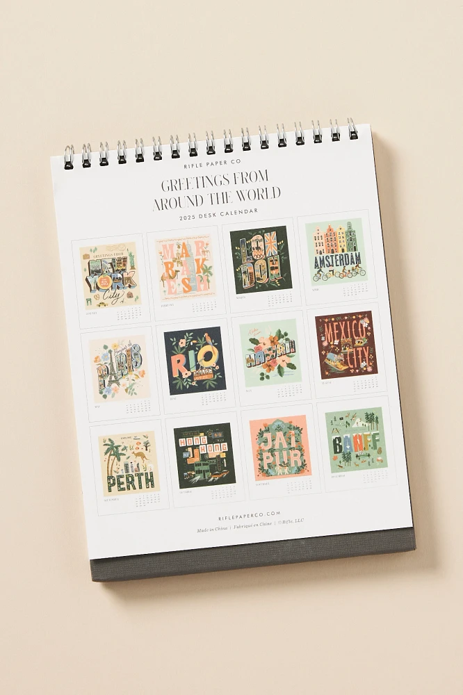 Rifle Paper Co. 2025 Greetings from Around the World Desk Mini Calendar