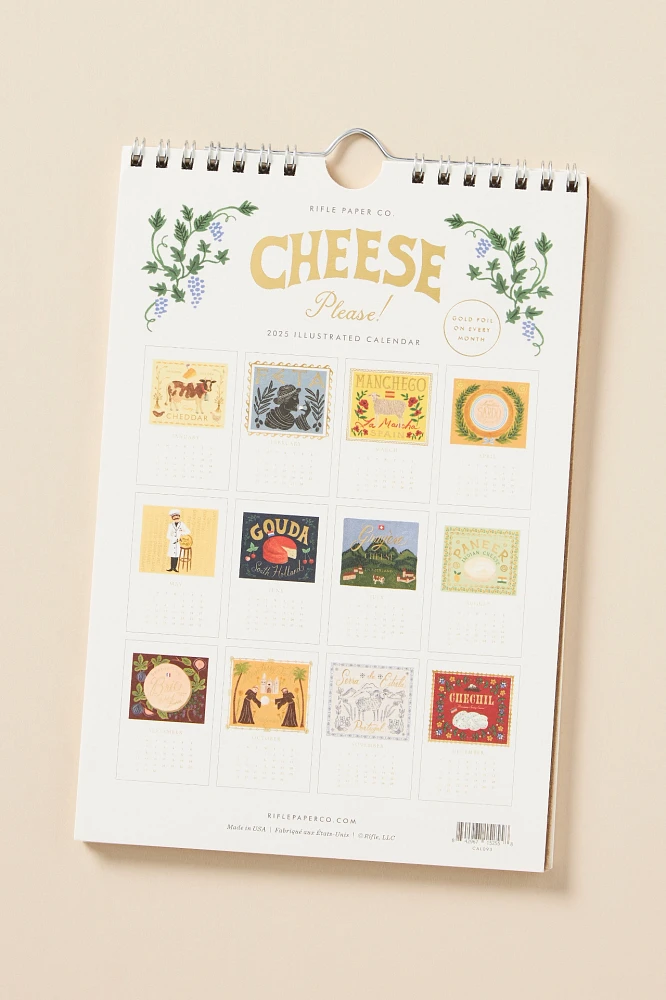 Rifle Paper Co. 2025 Cheese Kitchen Calendar