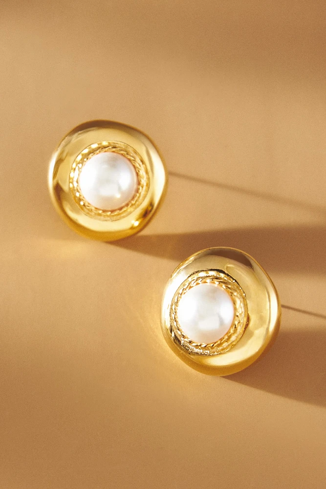 Kenneth Jay Lane Pearl Button Earrings