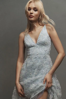 Dress The Population Audrey Sleeveless Lace-Overlay Midi