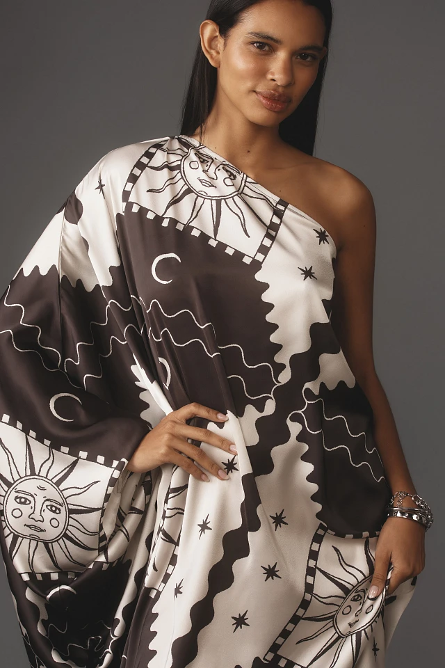 open lace back dress LUNA ONE-SHOULDER KAFTAN main image 0