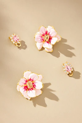 The Pink Reef Mommy & Me Crystal Flower Earrings, Set of 2