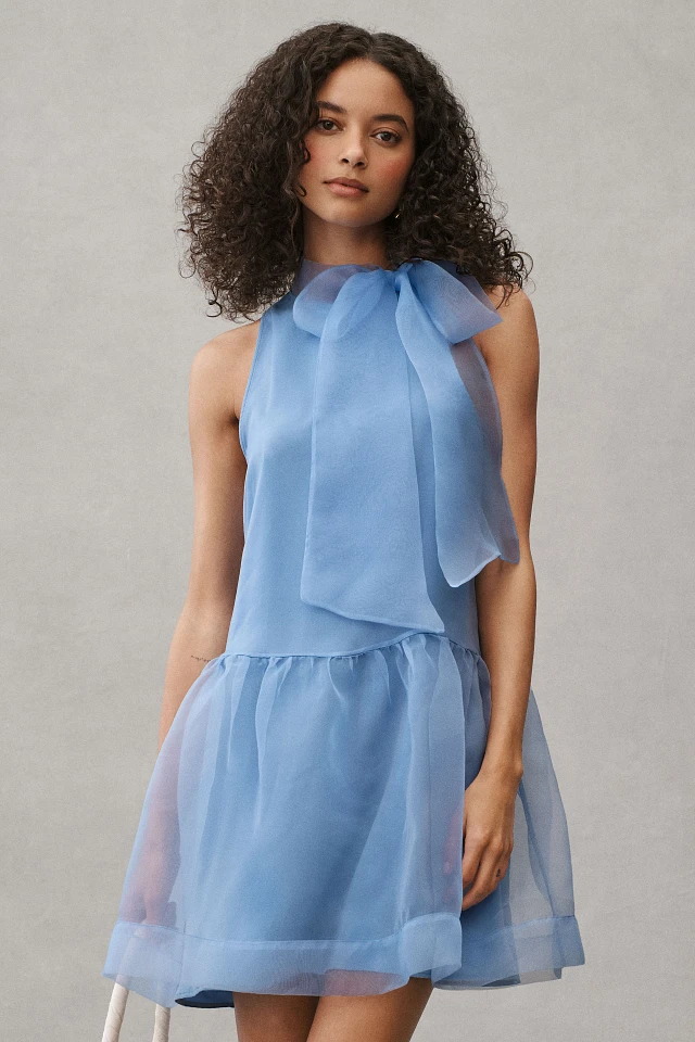 anthropologie blue bow dress Tori Mini Dress in Ocean Blue main image 0