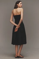 BHLDN Zetta Drop-Waist Satin Midi Dress