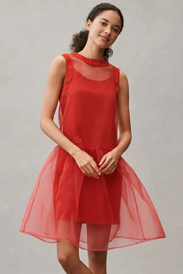 BHLDN Kendall Sleeveless High-Neck Organza Mini Dress