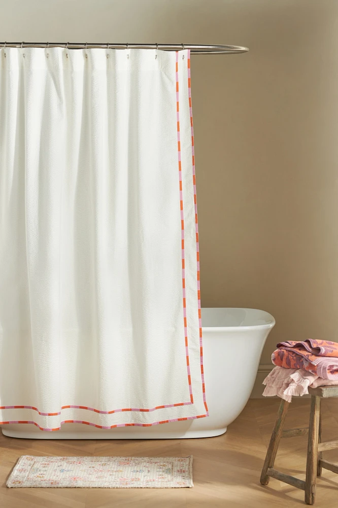 Marley Seersucker Border Shower Curtain