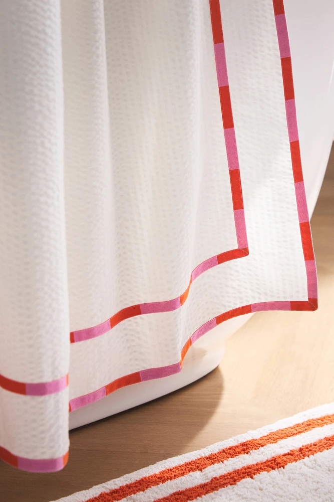 Marley Seersucker Border Shower Curtain