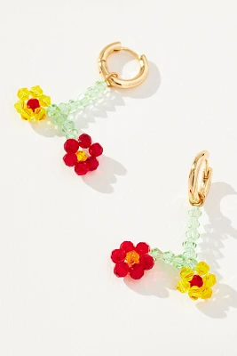 Beaded Flower Drop Earrings