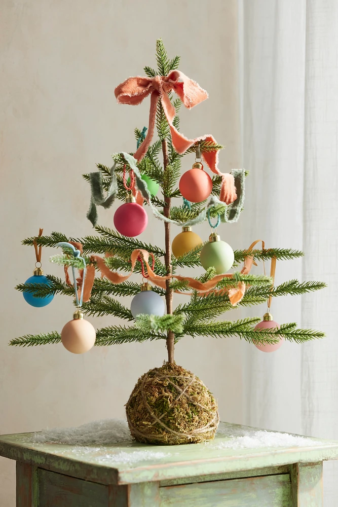 Moss Ball Mini Faux Fir Tree