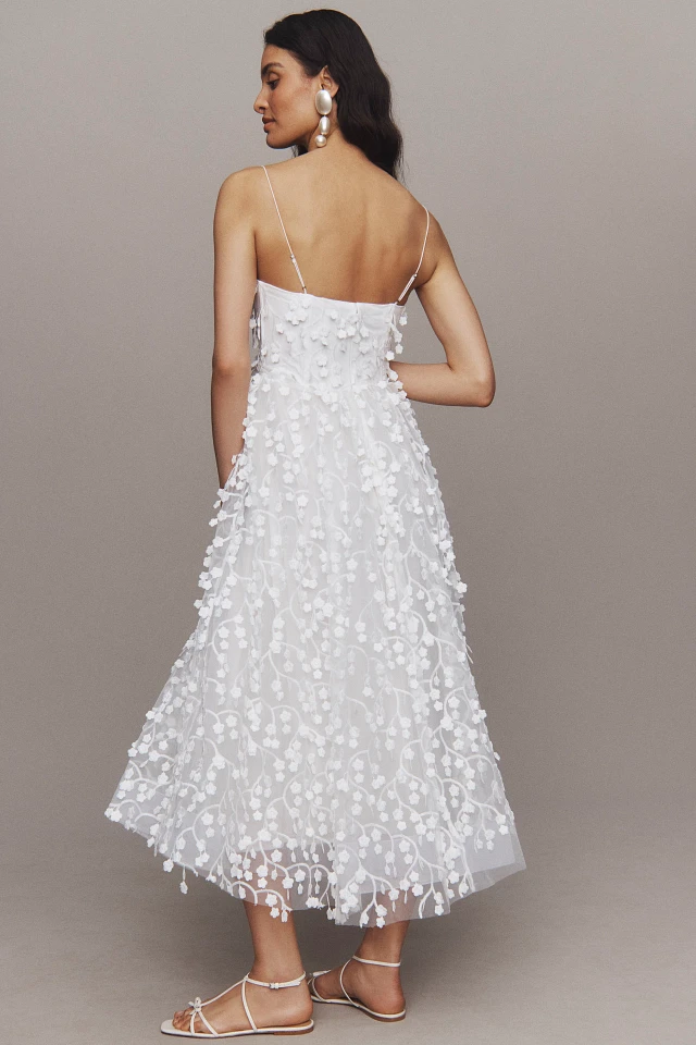BHLDN Strapless 3D Floral Vine Fit & Flare Midi Dress | The Summit