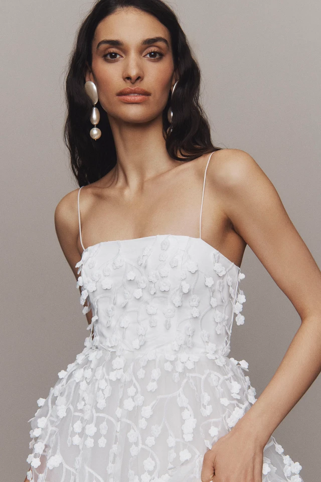 BHLDN Strapless 3D Floral Vine Fit & Flare Midi Dress | The Summit BHLDN Strapless 3D Floral Vine Fit & Flare Midi Dress | The Summit