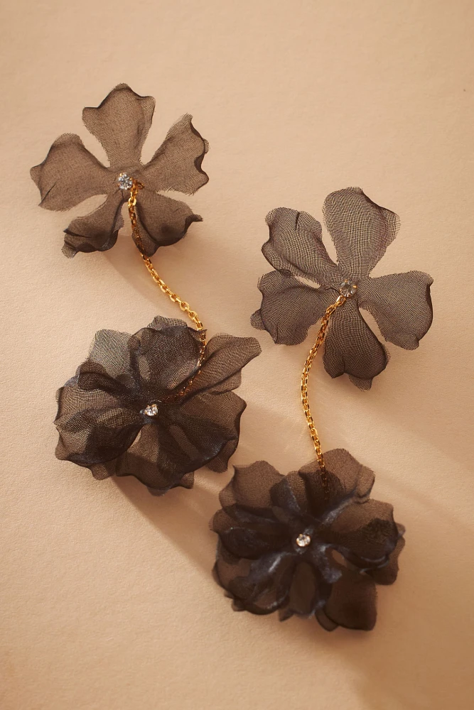 The Pink Reef Silk Floral Drop Earrings