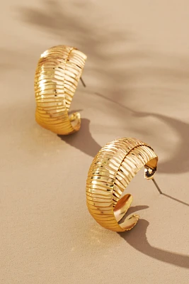 Textured Leaf Hoop Earrings