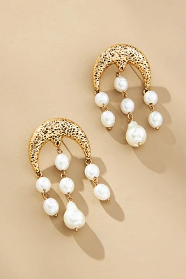 Half-Moon Pearl Drop Earrings