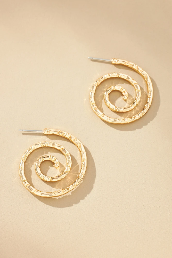 Hammered Spiral Hoop Earrings