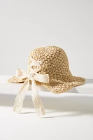 By Anthropologie Lace-Tie Straw Bucket Hat