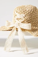 By Anthropologie Lace-Tie Straw Bucket Hat