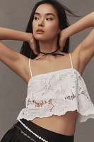 Karina Grimaldi Caridad Square-Neck Crop Lace Top