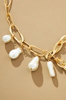 Pearl Charm Chain Link Necklace