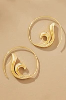 Spiral Dolphin Tail Threader Earrings