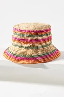 Bold Stripe Straw Bucket Hat