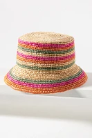 Bold Stripe Straw Bucket Hat