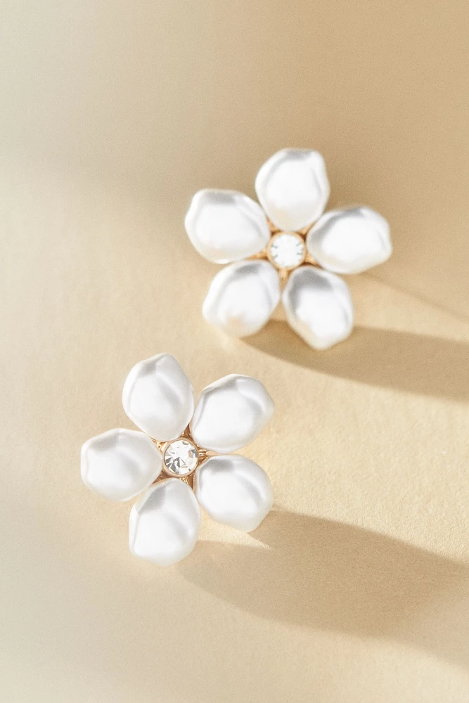 Pearl Flower Post Earrings