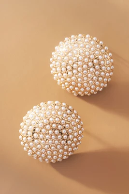 Round Pearl Stud Earrings