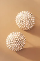 Round Pearl Stud Earrings