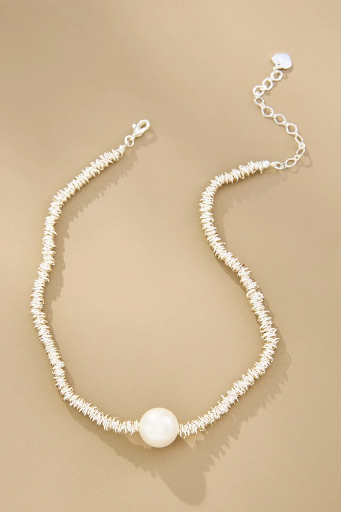 Beaded Pearl Collar Necklace