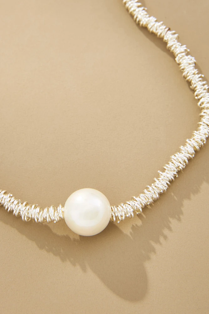 Beaded Pearl Collar Necklace