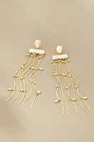 Long Fringe Pearl Drop Earrings