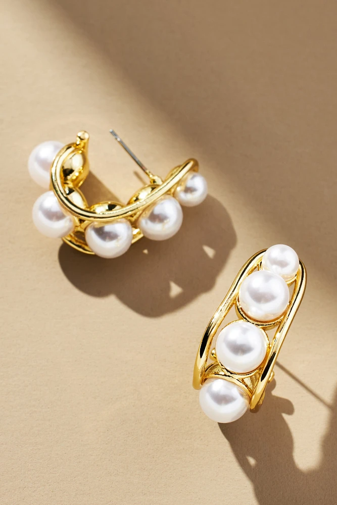 Pivotal Pearl Hoop Earrings