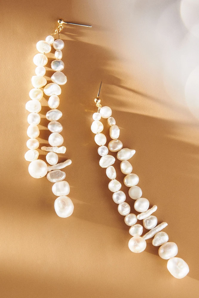 Freshwater Pearl Strand Drop Earrings