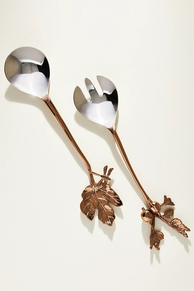 Foliage Bronze Stainless Steel Brass, Set of 2, Serving Set