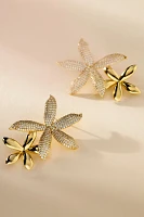 By Adina Eden Pavé Double Flower Drop Earrings