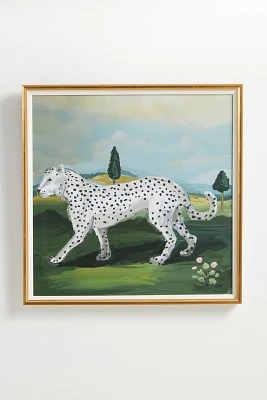 White Leopard Walking Wall Art