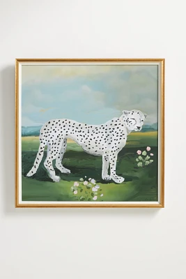 White Leopard Walking Wall Art