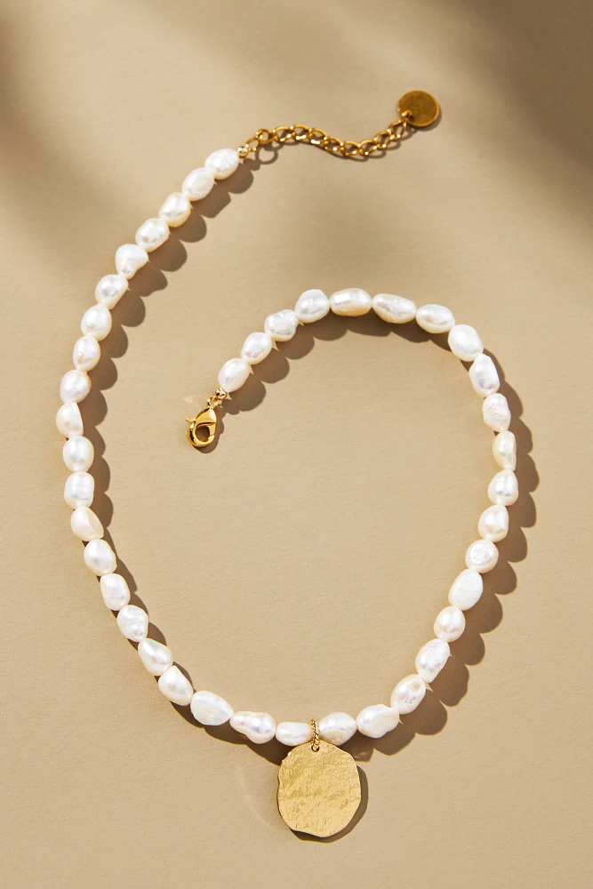 GISEL B. Rosa Pearl Coin Necklace