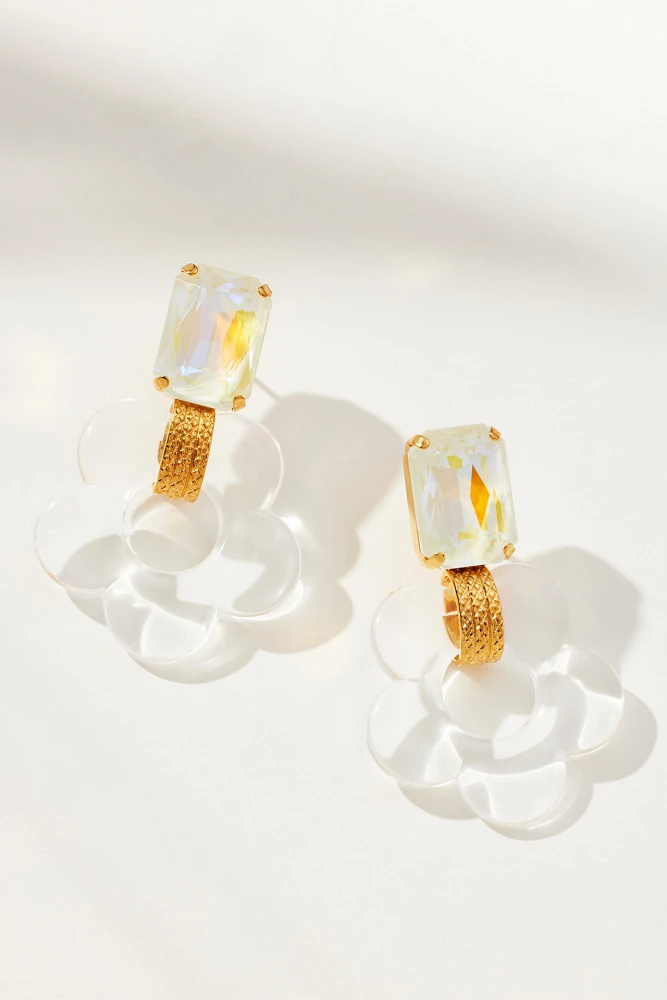 Julie Sion Florem Strass Drop Earrings