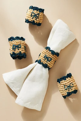 Handwoven Bow Napkin Rings, Set of 4