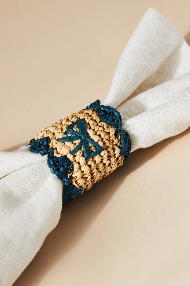 Handwoven Bow Napkin Rings, Set of 4
