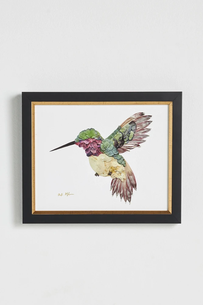 Pressed Flower Hummingbird Wall Art