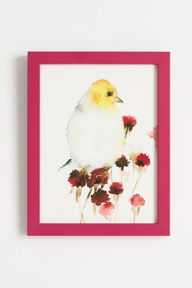 Yellow Bird and Flowers Wall Art