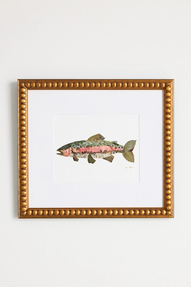 Pressed Flower Rainbow Trout Wall Art